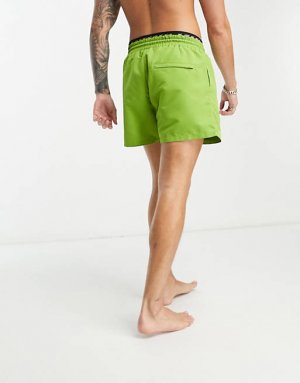 Зеленые плавки-шорты стандартной длины с логотипом на поясе We Are Wear