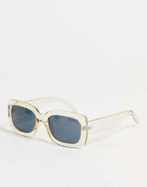 Квадратные солнцезащитные очки с прозрачной желтой оправой Glamourama-Светло-бежевый цвет AJ Morgan