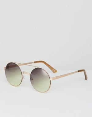 Золотистые круглые солнцезащитные очки River Island. Цвет: золотой