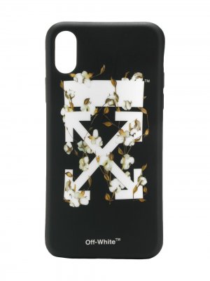 Чехол для iPhone X с принтом цветков хлопка Off-White. Цвет: черный