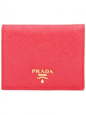 Складная визитница Prada. Цвет: красный