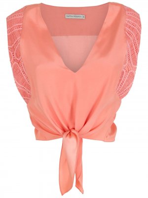Блузка Bruna с завязками спереди Martha Medeiros. Цвет: оранжевый