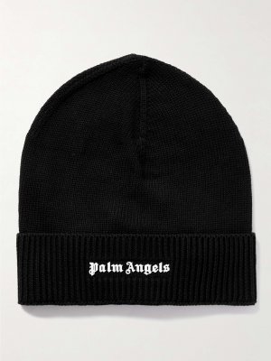 Хлопковая шапка в рубчик с логотипом PALM ANGELS, черный Angels