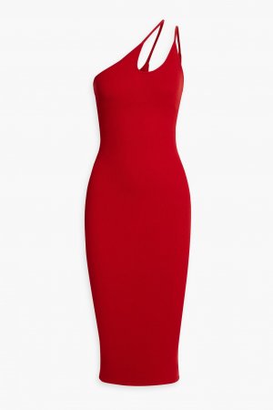 Платье миди из рубчатого джерси с вырезом на одно плечо ENZA COSTA, красный Costa