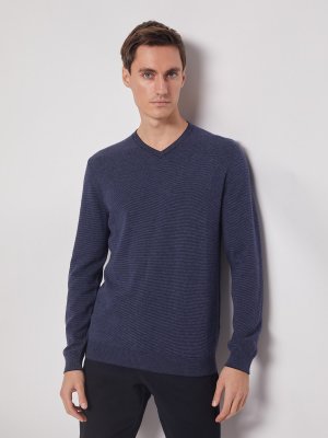 Пуловер с V-образным вырезом zolla. Цвет: синий