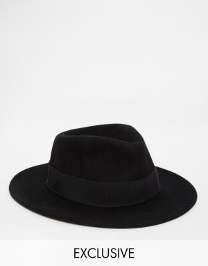 Шерстяная шляпа с пером Reclaimed Vintage. Цвет: черный