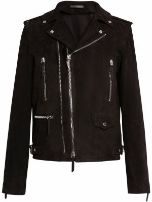 Замшевая байкерская куртка Giuseppe Zanotti. Цвет: черный