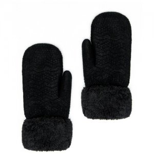 Зимние вязаные варежки с отворотом, подкладом, трикотажные мягкие рукавицы, размер 6-8 Anymalls
