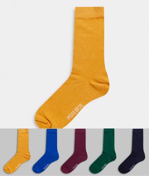 Набор из пяти пар разноцветных носков Moss London-Многоцветный BROS