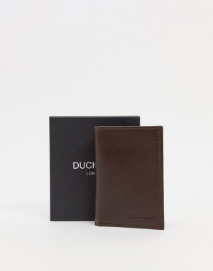 Коричневый кожаный кошелек для пластиковых карт со складным дизайном Duchamp-Коричневый цвет DUCHAMP
