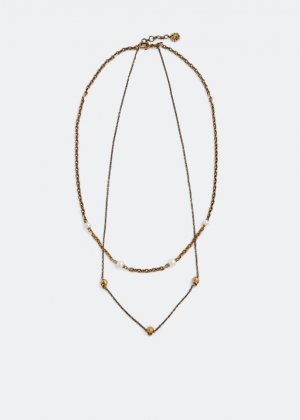 Ожерелье ALEXANDER MCQUEEN Pearl and Skull necklace, золотой
