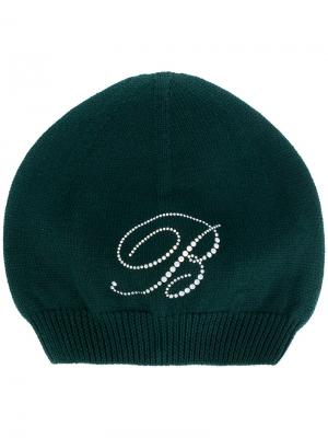 Трикотажная шапка с логотипом Blumarine. Цвет: зелёный