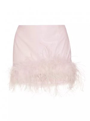 Мини-юбка из искусственной кожи с отделкой перьями Magnolia Lamarque, цвет pink parasol LAMARQUE