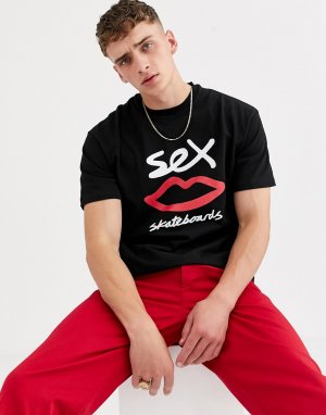 Черная футболка с логотипом -Черный Sex Skateboards