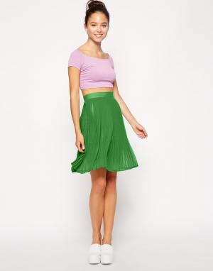 Плиссированная юбка миди из шифона American Apparel. Цвет: лесть