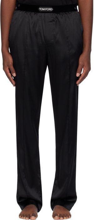 Черные пижамные брюки с защипенными швами Tom Ford
