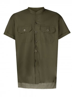 Рубашка с короткими рукавами и воротником-стойкой Greg Lauren. Цвет: зеленый
