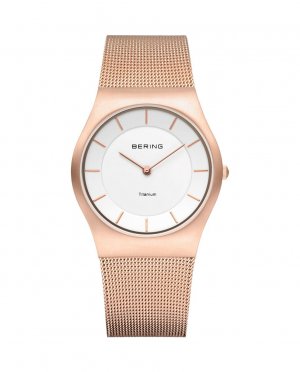Женские часы 11935-366 CLASSIC с розовым сетчатым ремешком, белый Bering