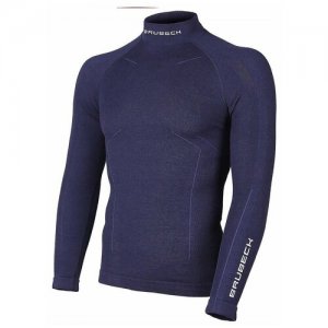 Термобелье мужское футболка с длинным рукавом шерсть мериноса WOOL MERINO 78% темно-синяя M Brubeck. Цвет: синий