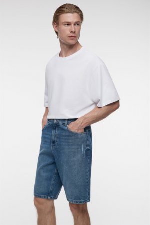 Шорты slim джинсовые короткие со средней посадкой befree. Цвет: синий