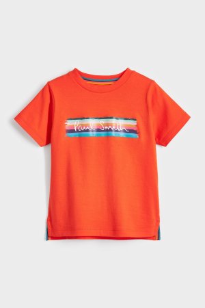 Оранжевая футболка для мальчиков с логотипом , оранжевый Paul Smith