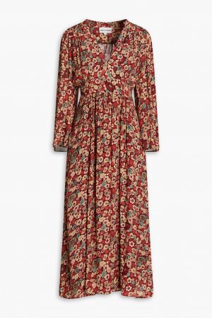 Платье миди из крепдешина Colline с цветочным принтом , бордовый ANTIK BATIK