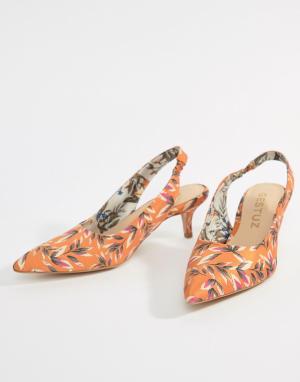 Оранжевые босоножки на каблуке с принтом Gestuz. Цвет: оранжевый
