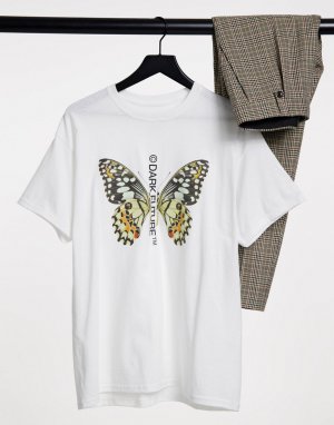 Белая футболка с бабочкой и логотипом ASOS Dark Future-Белый DESIGN