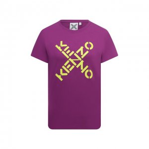 Хлопковая футболка Sport Kenzo. Цвет: фиолетовый