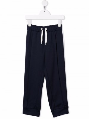 Спортивные брюки с контрастными полосками Fendi Kids. Цвет: синий