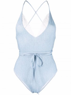 Crossover-strap textured swimsuit Ermanno Scervino. Цвет: синий