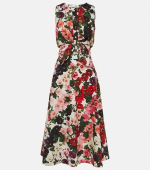 Платье миди из смесового хлопка с цветочным принтом Oscar De La Renta, мультиколор Renta