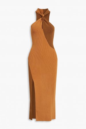 Двухцветное платье миди в рубчик Daija перекрученного цвета NICHOLAS, коричневый Nicholas