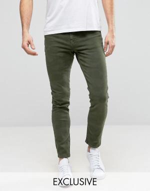 Камуфляжные джинсы скинни Brooklyn Supply Co Co.. Цвет: зеленый