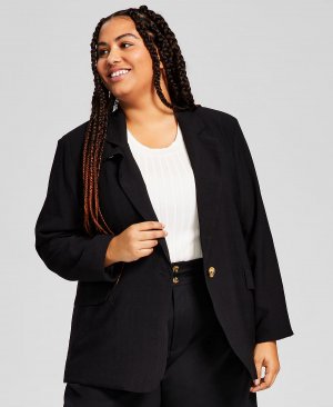 Модный пиджак оверсайз с пуговицами спереди больших размеров , черный And Now This