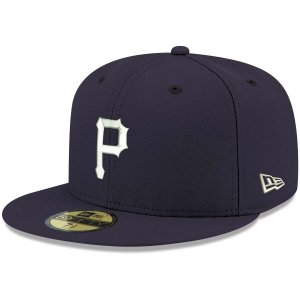 Мужская приталенная шляпа New Era Navy Pittsburgh Pirates с белым логотипом 59FIFTY