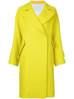Двубортное пальто Estnation. Цвет: жёлтый и оранжевый