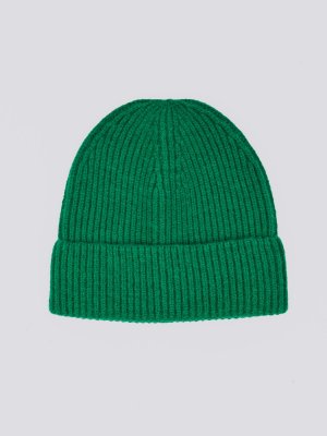 Вязаная шапка-бини с отворотом zolla. Цвет: зеленый