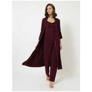 Пижама , халат, укороченный рукав, размер M, бордовый Luisa Moretti. Цвет: бордовый