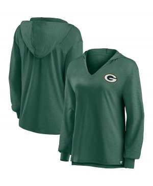 Женский фирменный зеленый джемпер с v-образным вырезом Green Bay Packers, пуловер капюшоном , Fanatics
