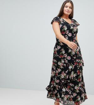 Платье макси с цветочным принтом и оборкой Praslin. Цвет: мульти