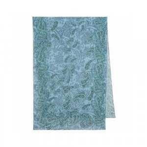 Палантин ,200х65 см, голубой, бирюзовый Павловопосадская платочная мануфактура. Цвет: бирюзовый/зеленый/голубой