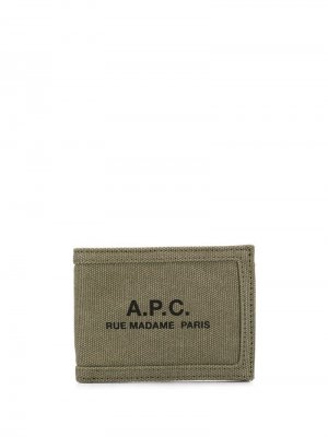 Кошелек с логотипом A.P.C.. Цвет: зеленый