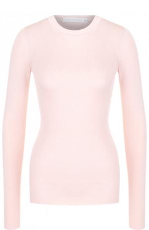 Однотонный пуловер из смеси хлопка и вискозы с круглым вырезом Victoria Beckham. Цвет: светло-розовый