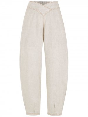 Укороченные зауженные брюки с эластичным поясом PIU BRAND. Цвет: бежевый