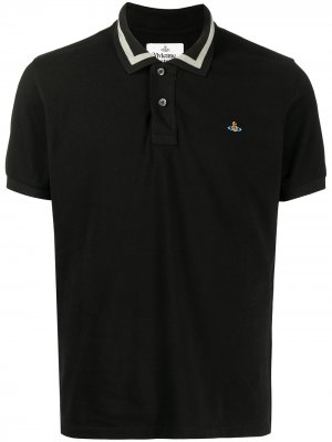 Embroidered-logo short-sleeved polo shirt Vivienne Westwood. Цвет: черный