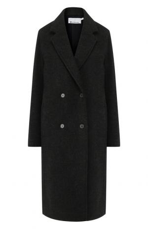 Двубортное шерстяное пальто T by Alexander Wang. Цвет: темно-серый