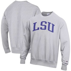 Мужской пуловер с обратным плетением LSU Tigers Arch серого цвета плетением, толстовка Champion