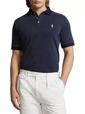 Рубашка поло с короткими рукавами в горошек , цвет preppy dot navy Polo Ralph Lauren