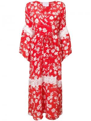 Платье-кимоно Farah с цветочным принтом Athena Procopiou. Цвет: красный